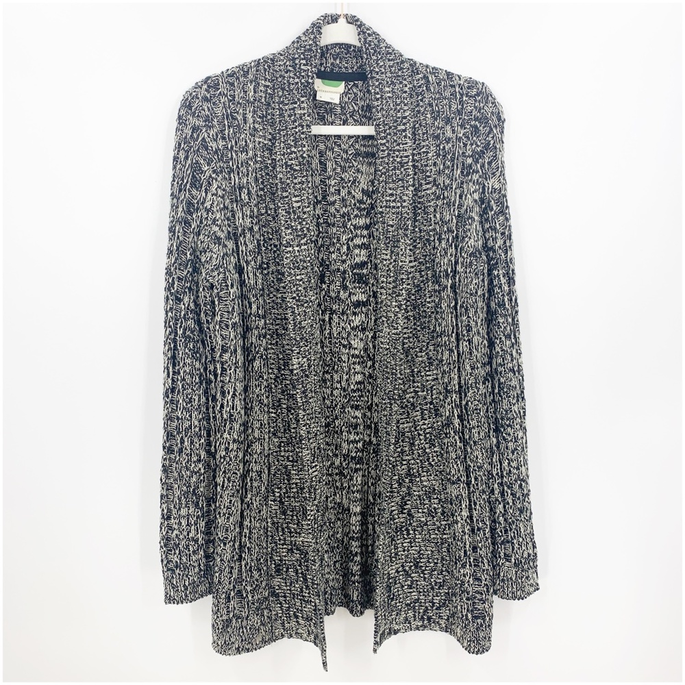 Anthropologie Tehama Marled Black & White Open Front Long Cardigan Sz M - Picture 3 of 14